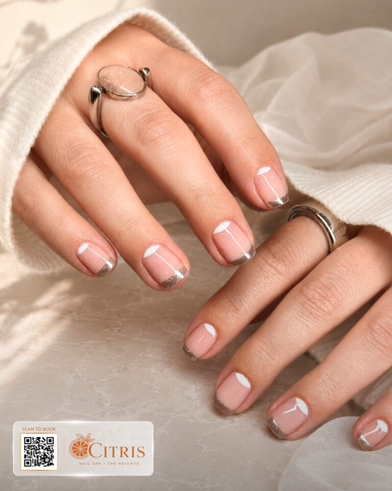 Soft coral manicure on natural nails by Citris Nail Spa